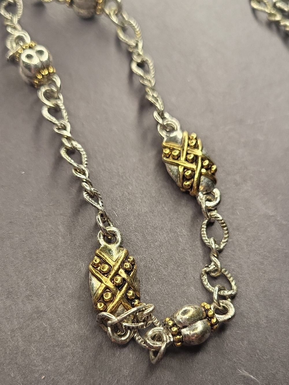 Napier Two-Tone Silver and Gold Accent Link Necklace